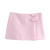 Fongt New Hanging Neck Bows Decorated Solid Color Top 4772009