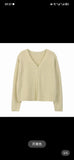 French Gentle Cream Blue Knitted Cardigan Women's 2024 Spring And Autumn V-Neck Loose Short Blouse-Outfit
