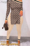 Collar Pullover Top Slim Fit Pants Suit Elegant Women Printed Long Sleeve Pant Suit Female Streetwear Vintage Two Piece