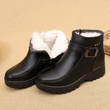 Fashion Winter Women Genuine Leather Ankle Boots Female Thick Plush Warm Snow Boots Mother Waterproof Non-slip