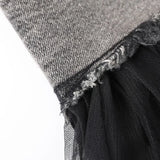 Casual Mesh Patchwork Ruffles Mini Denim Skirts Streetwear Jeans Skirt Female Irregular Pleated