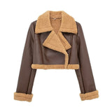 Fongt New Autumn And Winter Double-Sided Locomotive Jacket Jacket Women's Short-Colored Zipper Top