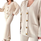 Fongt Autumn New Fashion Pure Color Loose Knitted Shirt Top Two Sets Of Women