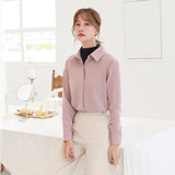 Simplicity Chiffon Shirt and Tops 2021 New Women Solid Colors Casual Long Sleeve Blouse Lady Office OL Shirts