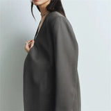 Fongt Suit Spring And Autumn New Cushion Shoulder Leisure Fashion Temperament Slim Thin Professional Gray Small Suit Jacket