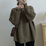 Fongt Version Of Pineapple Heavy 2024 Autumn And Winter Languid Loose Single Buckle Sweater Open Shirt Coat