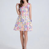 Fongt High-End Heavy Industry Embroidery Flowers Waist Thin Sling Dress Female Elegant Dress Woman