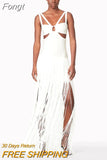 2023 New Summer Women'S Sleeveless V-Neck Tight Long Bandage Dress High Quality Elegant Sexy Cut-Out Club Evening
