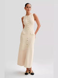 Fongt Temperament Sleeveless Round Collar Knitted Dress In 2025 Summer