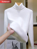 Warm Sweater Pullover Women Slim Thicken Plush Velvet Lined Knitwear Jumper Korean Half Turtleneck Poleras Soft Knit