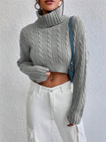 Fongt Autumn And Winter New Women's High-Neck Long-Sleeved Sleeve Thighs Short Sweater
