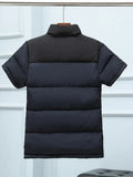 Unisex Winter Cotton Padded Puffer Vest Half Sleeve Down Jacket For Women Patchwork Short Sleeve Vest Autumn Spring
