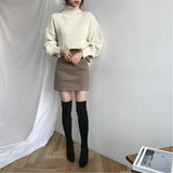 Chic Sweater Women Lazy Oversized Winter Vertical Bar Jumper Knit Thicken Solid Color Pullover Tops Warm Casual