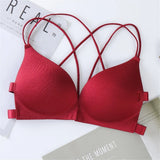 Back Beautify Ladies Front Closure Wire Free Fashion Bra Sexy Padded Lingerie Bralette Gather Push Up Seamless Bra