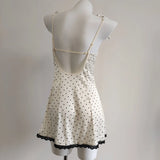 Fongt Style Collar Wave Point Sling Dress Woman 2025 New Summer High-End Feeling Waist-Back Sling Bow Skirt