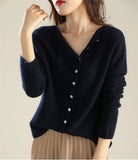 Design Single Breasted Knitted Sweater Tops Women Casual Spring Thin Long Sleeve Knitwear Jumper O-neck Pullover