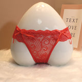 Fongt Thong Female Feeling Scarless Bow Knot Hollow Temptation Close To The Thin Low-Waist T Pants