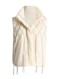 Fongt 2024 Niche Loose Vest Diamond Chain Trim Clip Cotton Sleeveless Jacket-Outfit