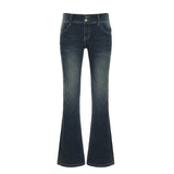 Fongt Cloth Forget The Street To Do Old Water Wash Low-Rise Micro-Skinny Jeans Retro-Styled Hip Casual Trousers