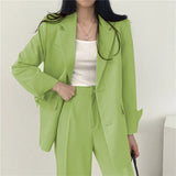 Fongt And Autumn New Blazer Female British Wind Casual Versatile Blue Small Medium Long Suit Female-Outfit