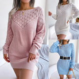Wind Shooting Autumn And Winter Fashion Hollowed Out A Long-Sleeved Sweater Skirt Explosion