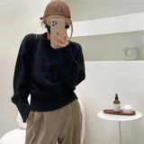 Fongt Version Sweater Female Qiu Dong Loose Wear 2024 New Versatile Lazy Wind Knit Bottom Shirt Jacket-Outfit