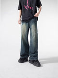 Fongt Industry Embroidered Jeans Men's Spring And Summer Trend Hop Hop Trousers Hip-Hop Loose Broad-Legged Trousers