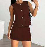 Fongt Women's Short Vest Skirt Summer Sleeveless Suit