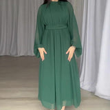 Fongt 2023 Autumn New Solid Color Fashion Gauze Stitching Temperament Elegant Dress-Outfit