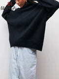 Women Turtleneck Sweater Oversize Long Sleeve Top Autumn Casual Loose Jumper White Thick Warm Knitted Pullovers for Women-Outfit