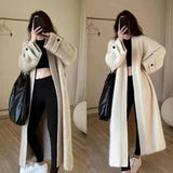 Fongt Autumn Dress Girl Korean Version Of Chic Loose Fashionable Over-Knee Heavy Knitted Pneuumbly Horse Sea Hair Sweater Coat