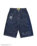 Hip-Hop Street Clothing Y2K Boxing Gloves Graphic Denim Gym Baggy Jeans Shorts-Outfit