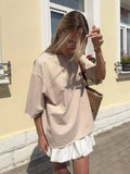 Fongt Hot Cotton T-Shirt Women Wear Round Collar Ring Cloth Short-Sleeved Loose Basic Top