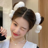 Kawaii Hair Ties Women Sweet Fur Plush Pompom Hairbands Fashion Girls Elastic Ponytail Holder Hair Rope Hair