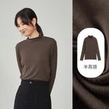 Women Pile Collar Solid Bottoming Shirt White Office Temperament Undershirt Women Winter Commuter Sweater