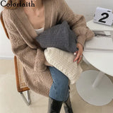New 2021 Women's Autumn Winter Sweaters Elegant Long Cardigans Warm Oversized Pockets Lady Fashionable Tops
