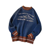 Mountains Letter Print Sweater Women Harajuku Couples Streetwear Knitted Pullovers Hip Hop Fashion Winter Tops