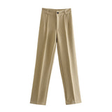 New Summer Style Straight Tube High Waist Shows Thin Solid Color Casual Pants 2761048-Outfit