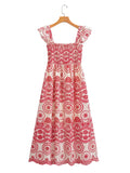 Fongt Multi-Color Embroidered Flying Sleeve Dress 23002