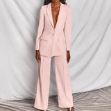 Women's Formal Office 2PCS Sets Solid Blazer Suits and Pants Sets Slim Fit Women's Pants Suits Sets Temperament
