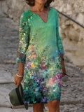 Elegant Floral Print Dress 703-0-Outfit