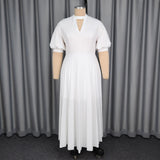Fongt Half-Necked Hollow Elegant Dress High-Rise Temperament Party Party Elegant Dress