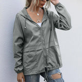 For Women 2021 Hooded Windproof Female Basic Zipper Coat Womens Clothing Solid Color Long Sleeve Casual Cardigan