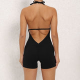 Fongt Peach Hip Jumpsuit Air Beauty Back Yoga Pants Female High Bullet One-Piece Fitness Suit Female-Outfit