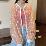 New Korean Style Loose Flower Printed Thin Jacket Sunscreen Women Long Sleeve Casual Sunscreen Jacket Veste