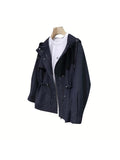 Oversized Casual Drawstring Drop Shoulder Windbreaker Women Long Sleeve Hooded Drawstring Zipper Pocket Cargo