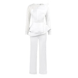 Fongt Designer's Stitched Nail Bead Jumpsuits Skinny Banquet Dresses For Women