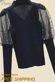 Patchwork Lantern Sleeve Sweater Women Autumn Pullover Woman Sweaters Korean Fashion Clothing Jerseys Mujer Invierno