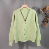 New 2021 Autumn Winter Women's Sweaters V-Neck Buttons Cardigans Casual Fashionable Korean Ladies Knitwears