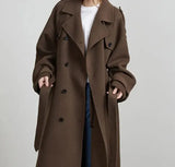 Fongt Women's Clothing Explosion Casual Loose Double Buckle Collar Temperament This Coat